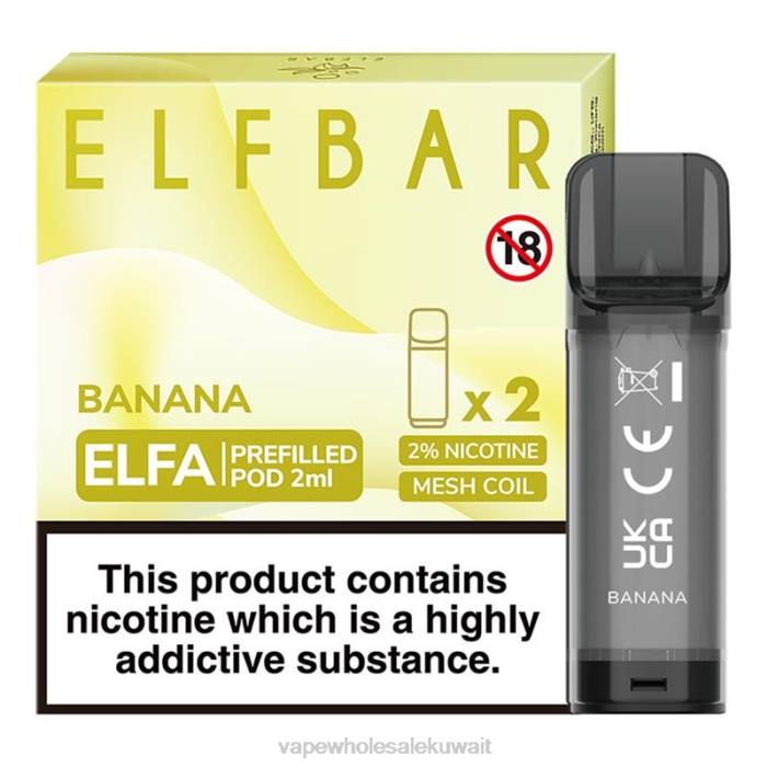 68FB315 - Vape Wholesale Kuwait موز ELFBAR Elfa جراب مملوء مسبقًا - 2 مل - 20 ملجم (عبوتان)