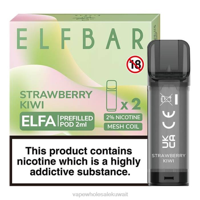 68FB317 - Vape الفاخر كيوي فراولة ELFBAR Elfa جراب مملوء مسبقًا - 2 مل - 20 ملجم (عبوتان)