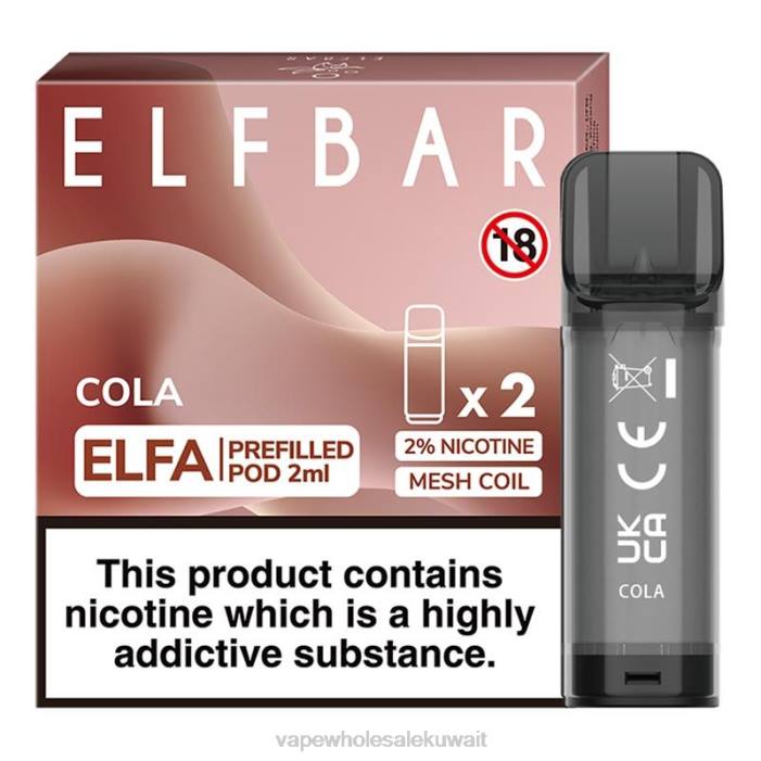 68FB319 - Vape بالجملة الكولا ELFBAR Elfa جراب مملوء مسبقًا - 2 مل - 20 ملجم (عبوتان)