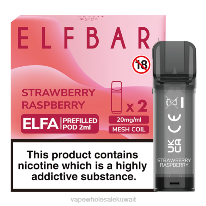 68FB321 - شراء Vape بالجملة الفراولة، التوت ELFBAR Elfa جراب مملوء مسبقًا - 2 مل - 20 ملجم (عبوتان)