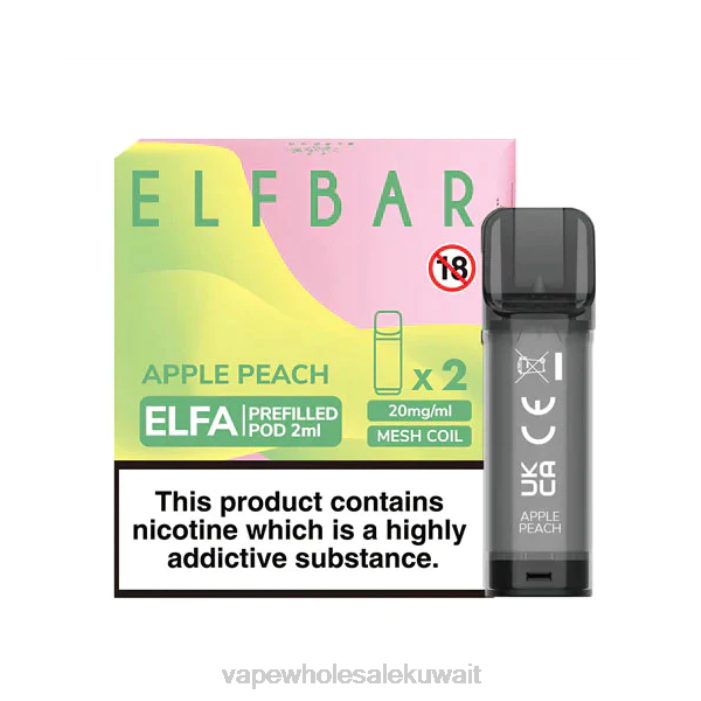 68FB325 - Vape Wholesale Kuwait التفاح والخوخ ELFBAR Elfa جراب مملوء مسبقًا - 2 مل - 20 ملجم (عبوتان)