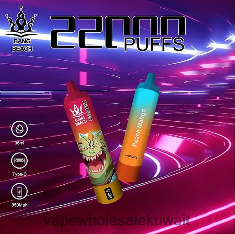 Vape الكويت - Bang Beach شاشة سمارت 22000 نفخة مانجو خوخ TZP22824