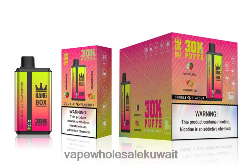 Vape الكويت - Bang Box 30000 نفخة نكهات مزدوجة بطيخ مثلج وفراولة كيوي TZP22862