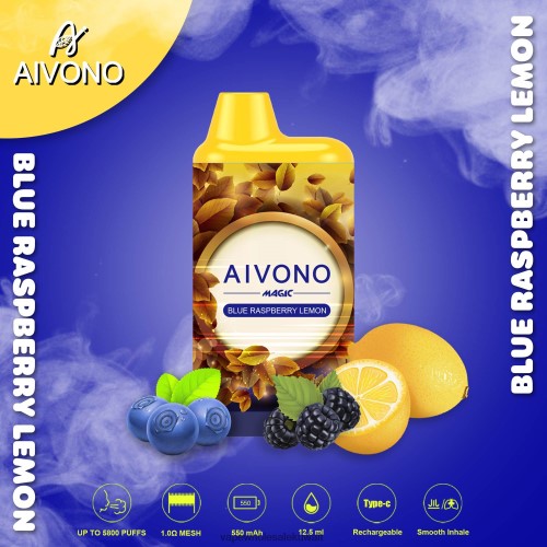 Vape Wholesale Kuwait - Aivono AIM MAGIC 5800 علبة سجائر بالفم ليمون توت أزرق TXZ26291