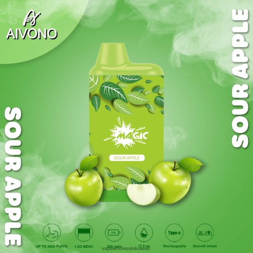 Vape Wholesaler - Aivono AIM MAGIC 5800 علبة سجائر بالفم التفاح الحامض TXZ26287