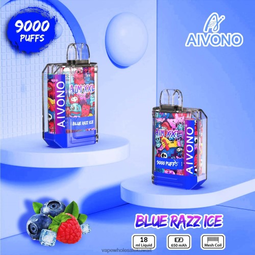 Vape الكويت - Aivono AIM XXL 9000 ملصق فم شفاف الجليد الأزرق TXZ26254