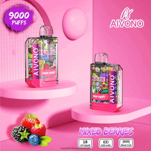 Vape Wholesale Kuwait - Aivono AIM XXL 9000 ملصق فم شفاف التوت المختلط TXZ26251