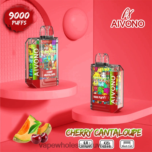 Vape Wholesaler - Aivono AIM XXL 9000 ملصق فم شفاف الشمام الكرز TXZ26257