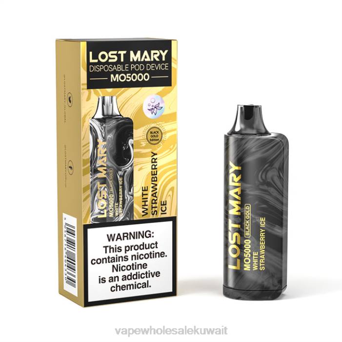 68FB347 - Vape الفاخر ثلج الفراولة البيضاء LOST MARY MO5000 الذهب الأسود 10 مل